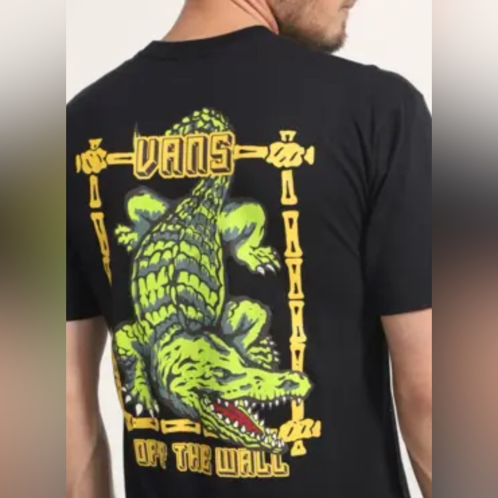 Vans Black Tee  Crocodile Design